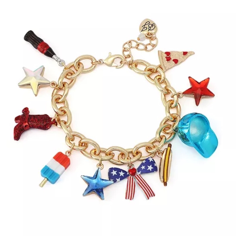 Betsey Johnson
Faux Stone Americana Mixed Charm Bracelet
